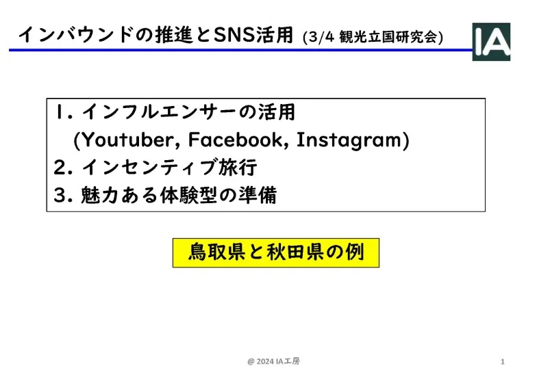 インバウンドの推進とSNS活用（三竿）