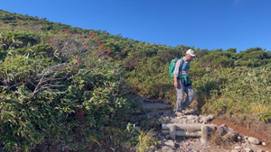 下山途中で栗駒山を望む