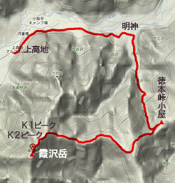 霞沢岳地図